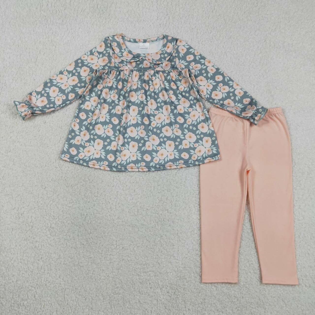 Pink floral shirt matching pants design girls spring fall outfit