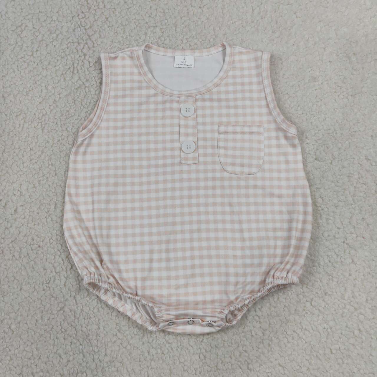 Khaki plaid toddle boy summer romper