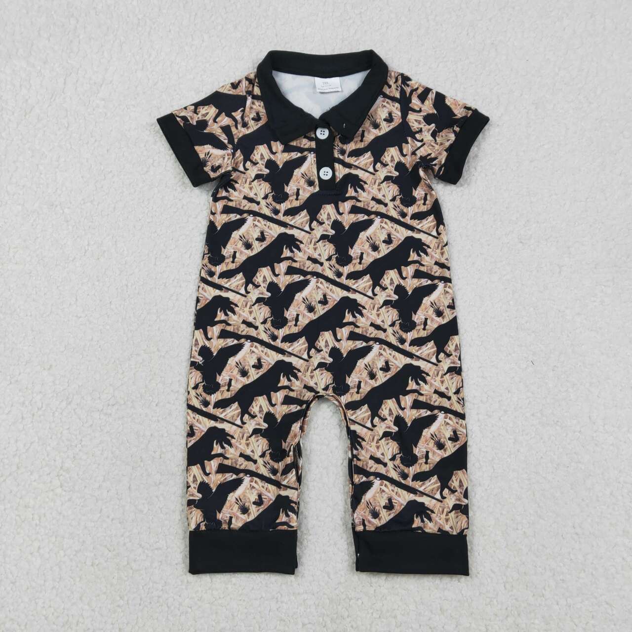 Dog duck camo toddle baby short sleeve polo romper