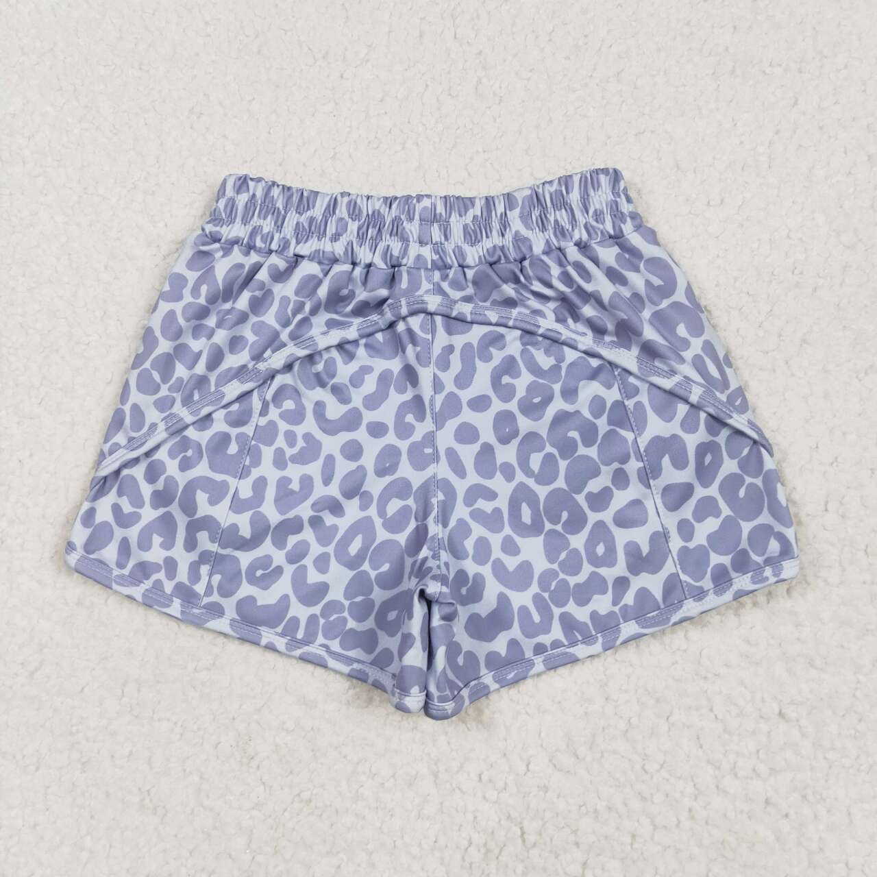Kids light grey camo summer yoga shorts