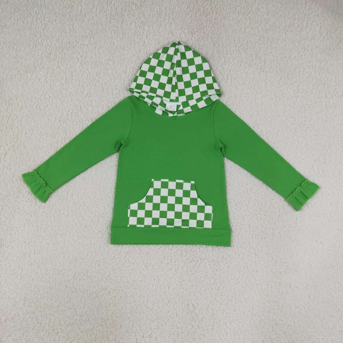Green color girls long sleeve hoodie top