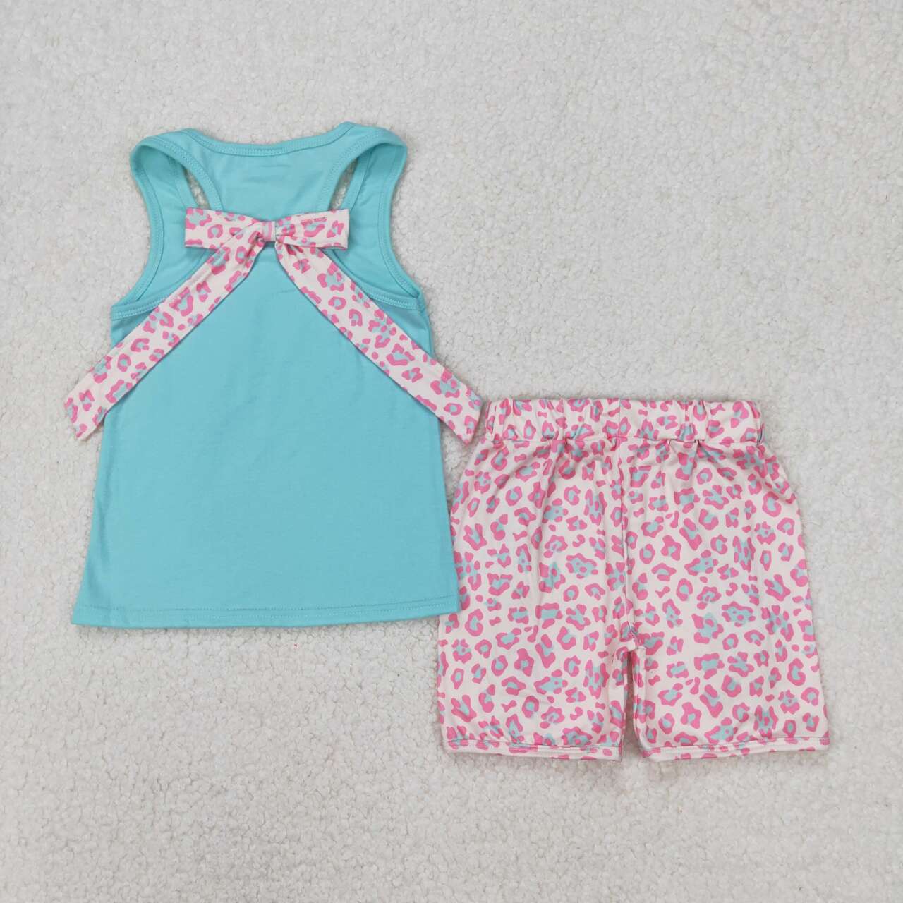 Aqua tank top colorful cheetah baby girls outfit