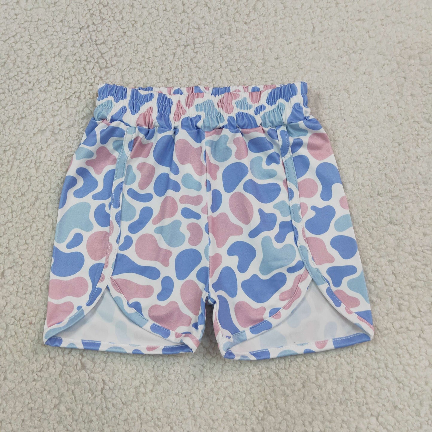 Toddle baby girls blue pink camo summer shorts