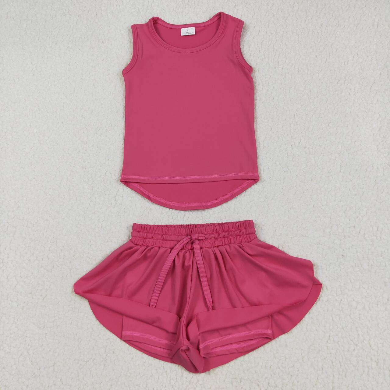 Baby girls hot pink color yoga active wear two pieces outfit
