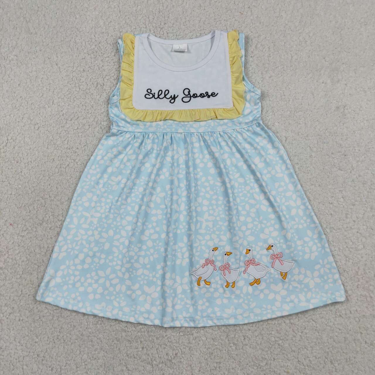 Toddle baby girls embroidery silly goose design dress