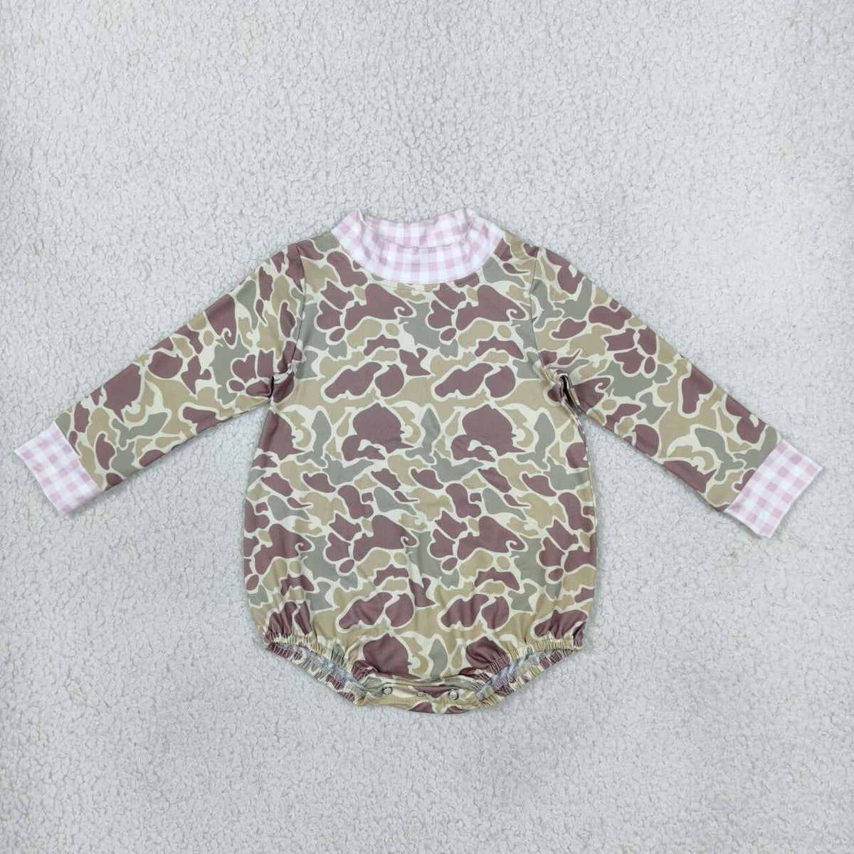 Khaki Camo print toddle boy long sleeve romper