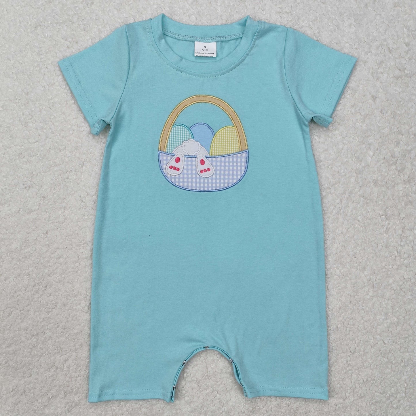 Embroidery Easter egg basket toddle baby boy romper