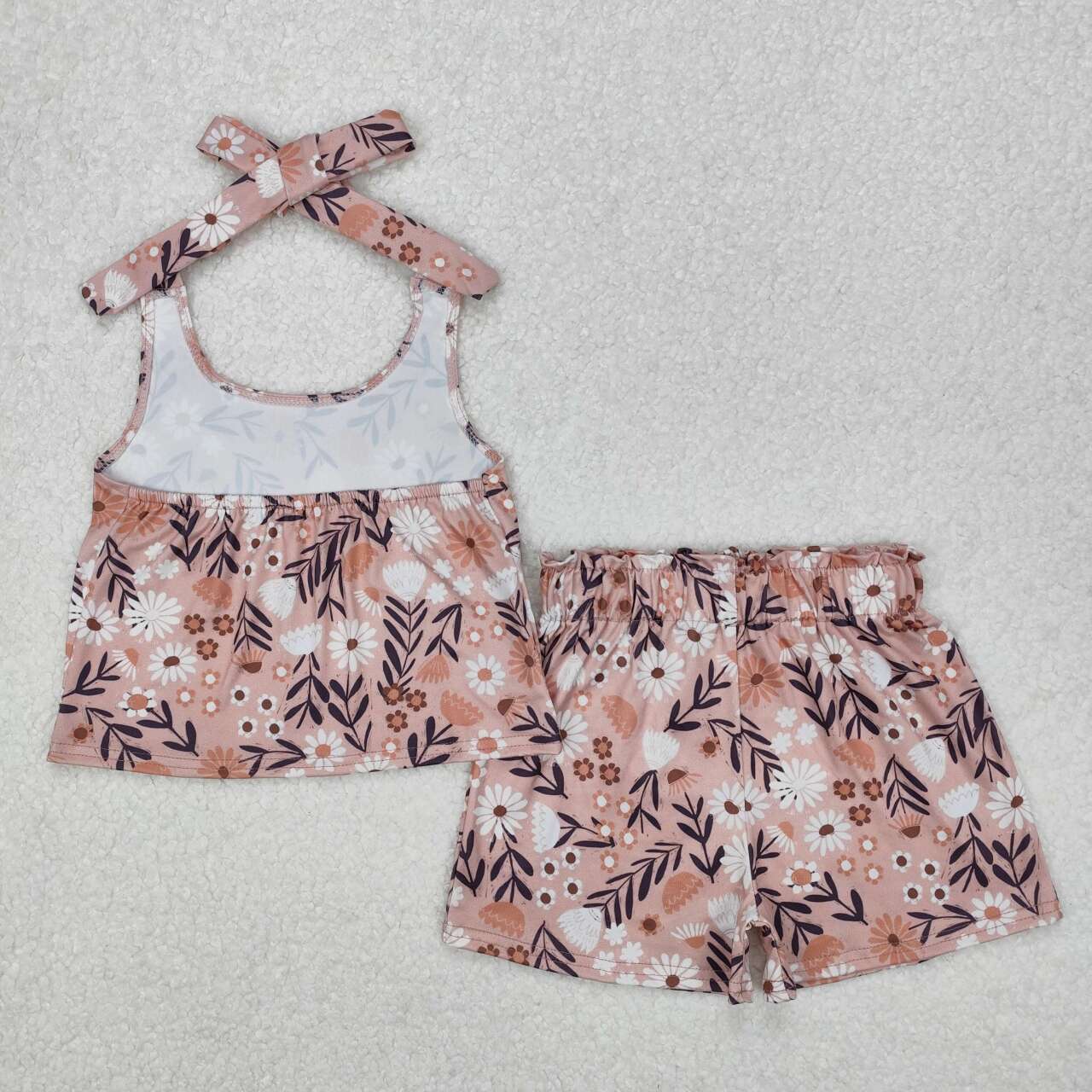 Baby girl brown floral summer outfit