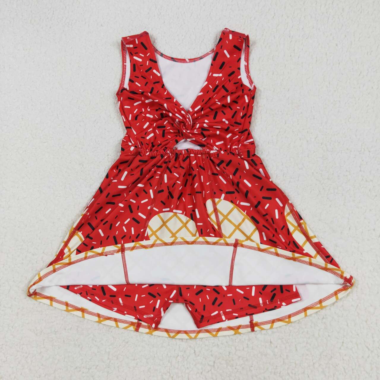 Baby girls red active wear athletic summer yoga lace ruffle dress