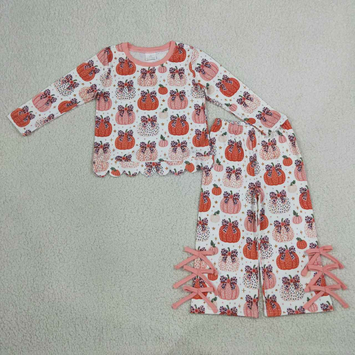 Fall pumpkins long sleeve top matching pants girls outfit