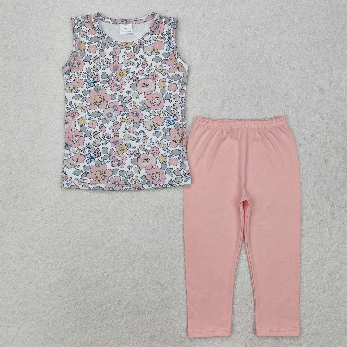 Flowers tank top matching pants clothing set