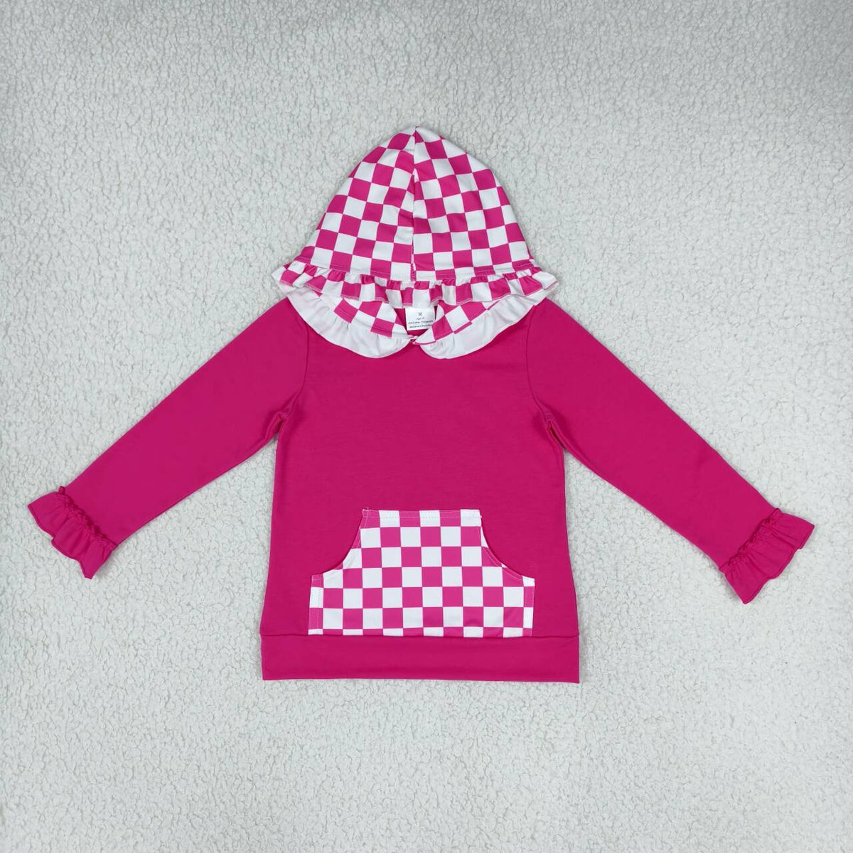 Hot pink color girls long sleeve spring fall hoodie top