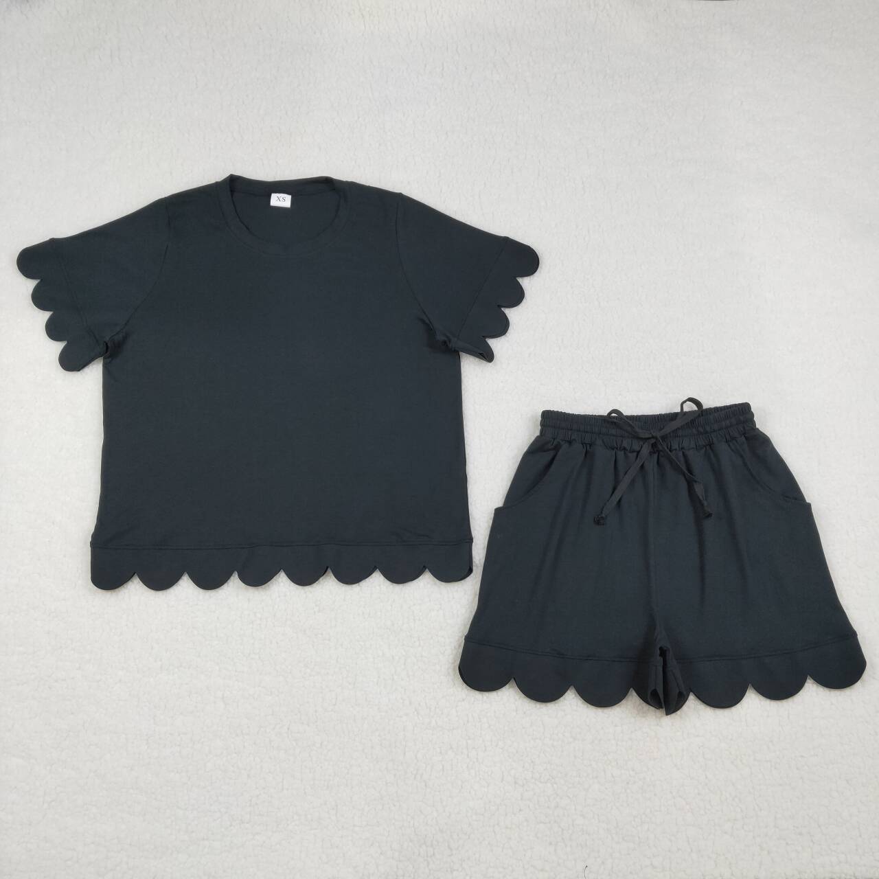 Adult women black design short sleeve outfit