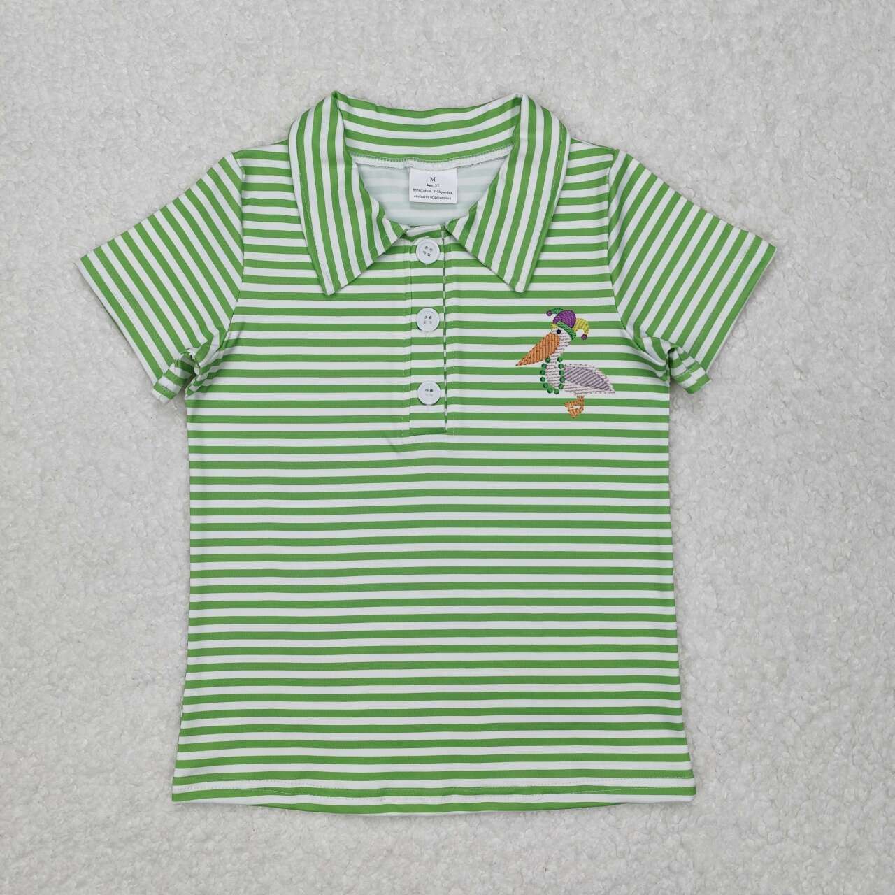 Mardi Gras green stripes short sleeve t-shirt top