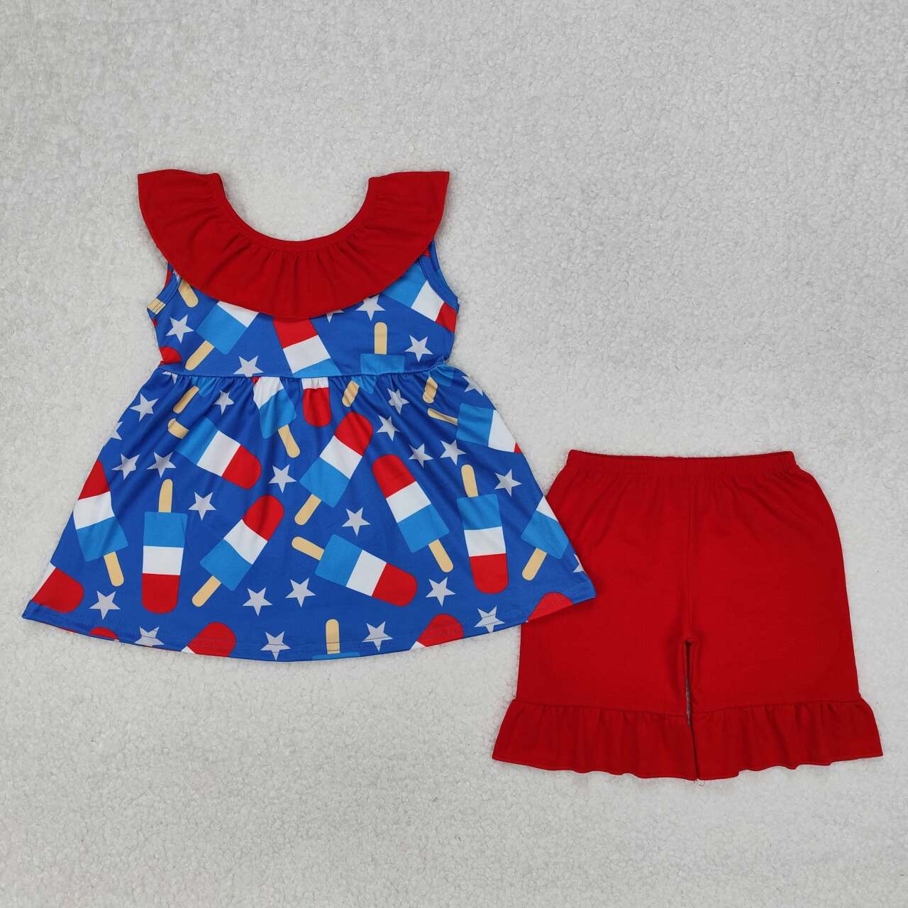 Popsicle design girls short sleeve July 4th outfit