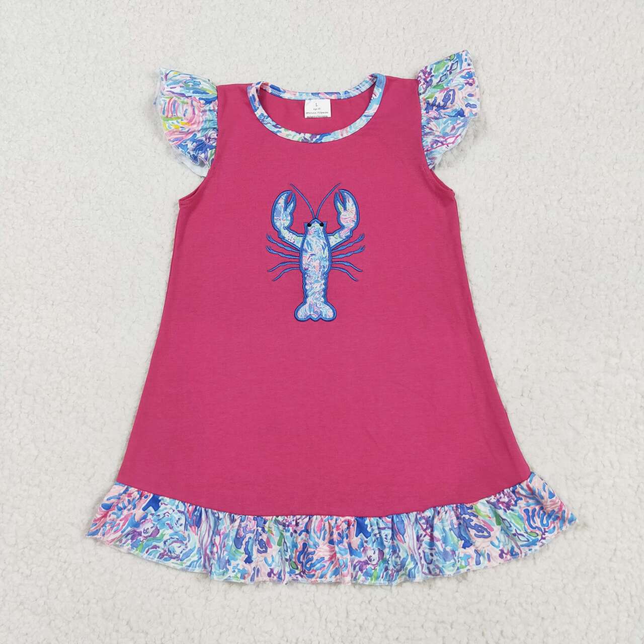 Embroidery Floral crawfish baby girls summer dress