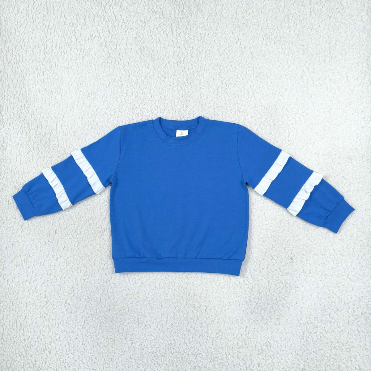 Blue white color girls long sleeve pullover top