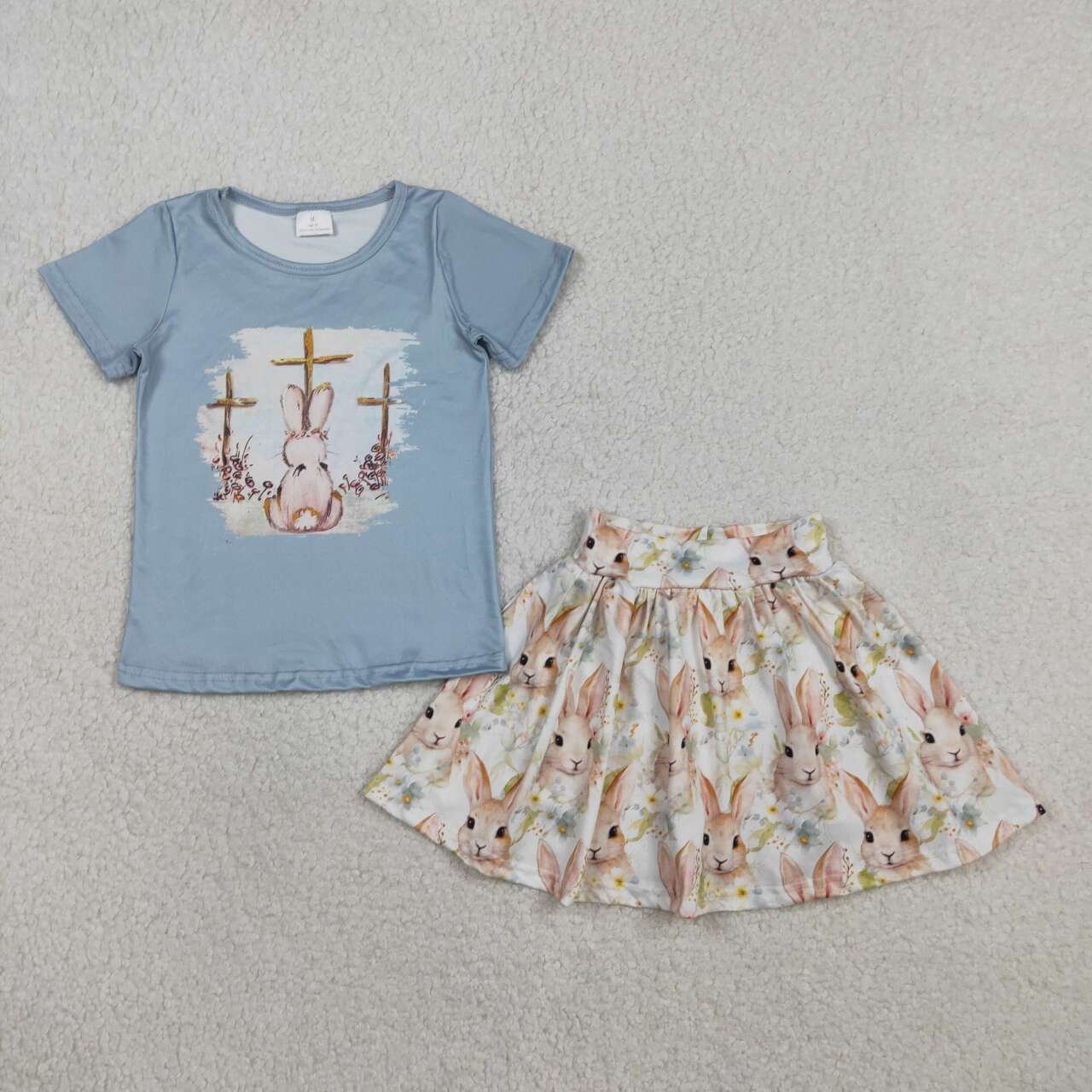 Easter bunny top matching skirt girl summer outfit