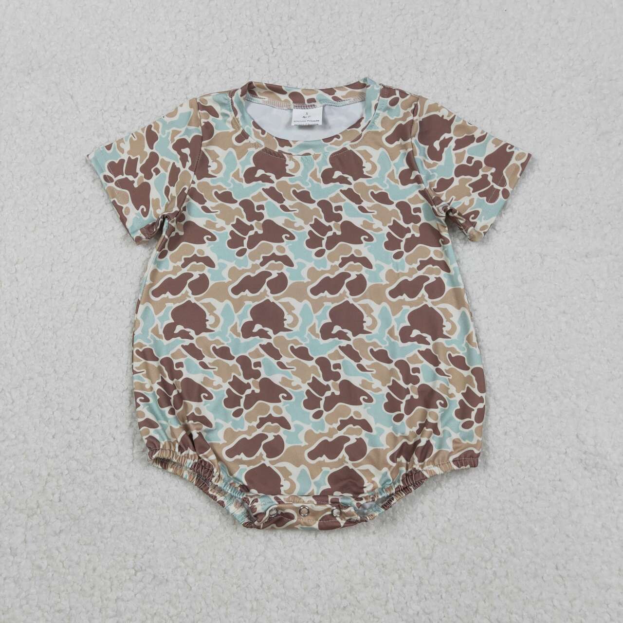 Toddle baby boy light brown camo short sleeve romper