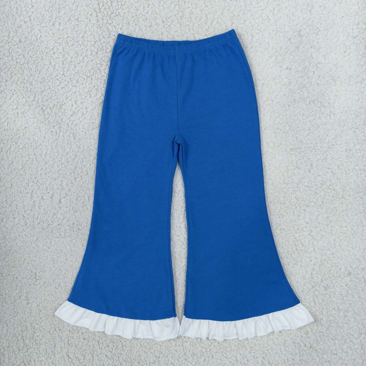 Blue white cotton bell bottom pants