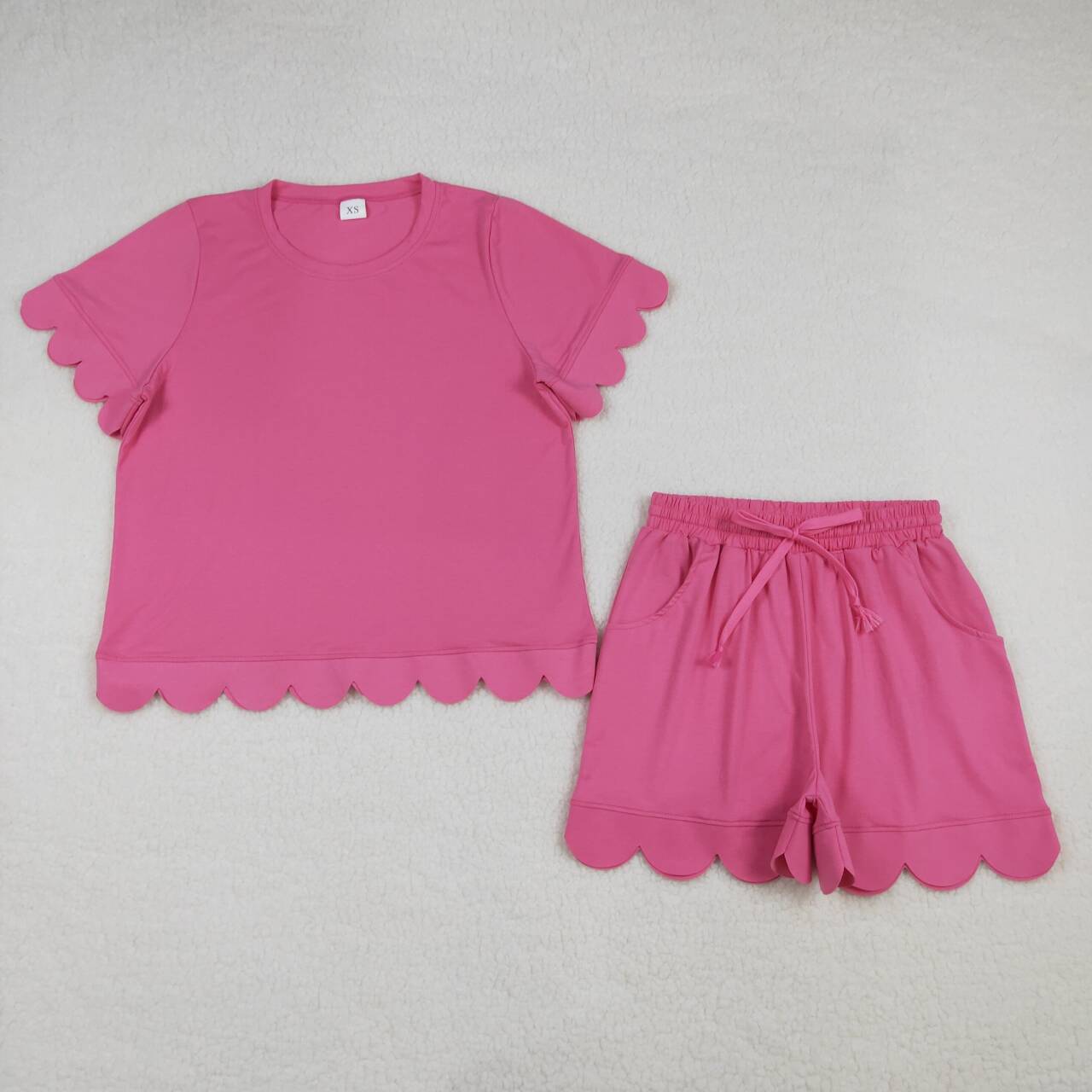 Adult women hot pink design short sleeve outfit
