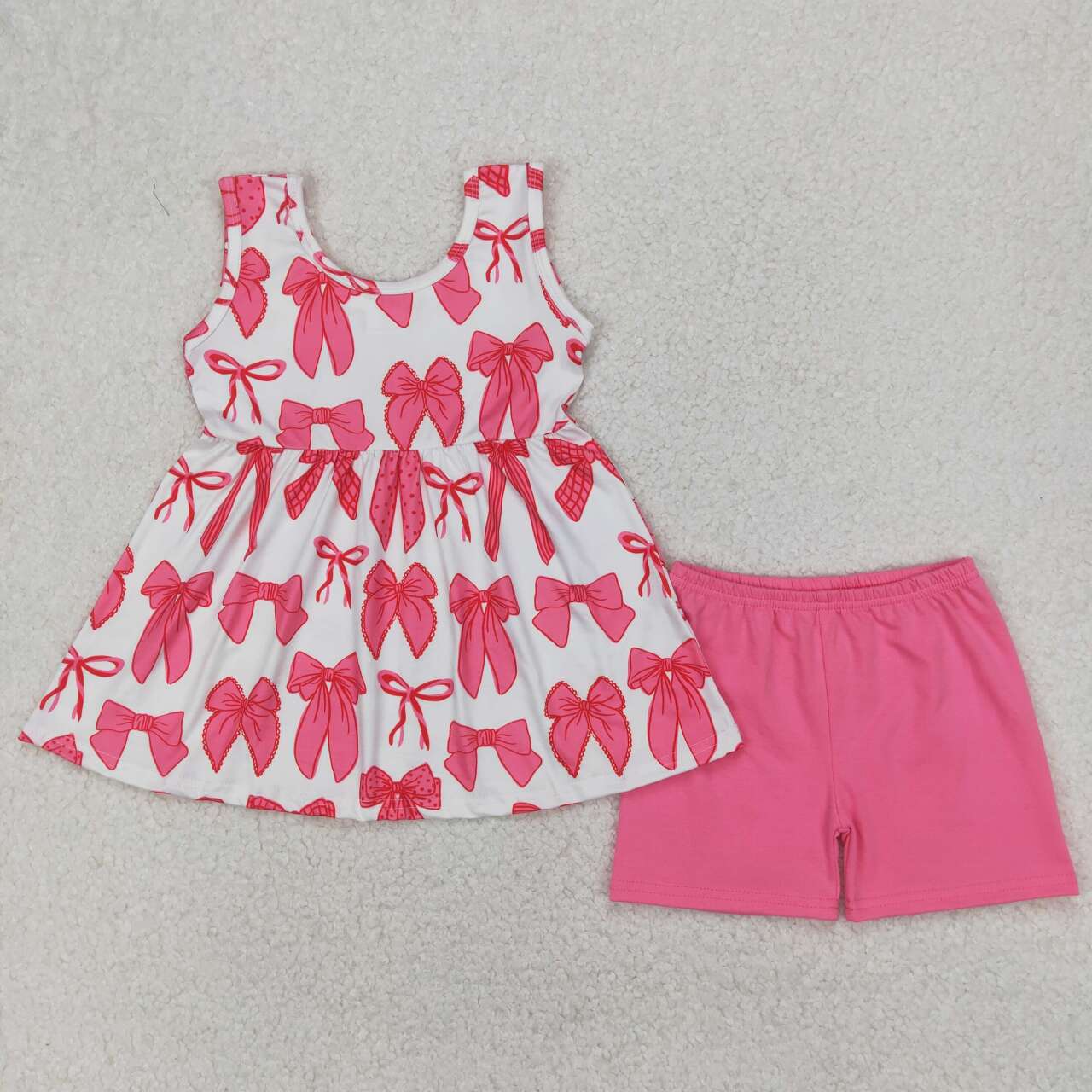 Toddle baby girl pink bow summer outfit
