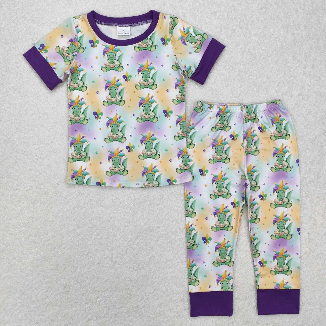 Baby girl Mardi Gras top matching pants matching clothes