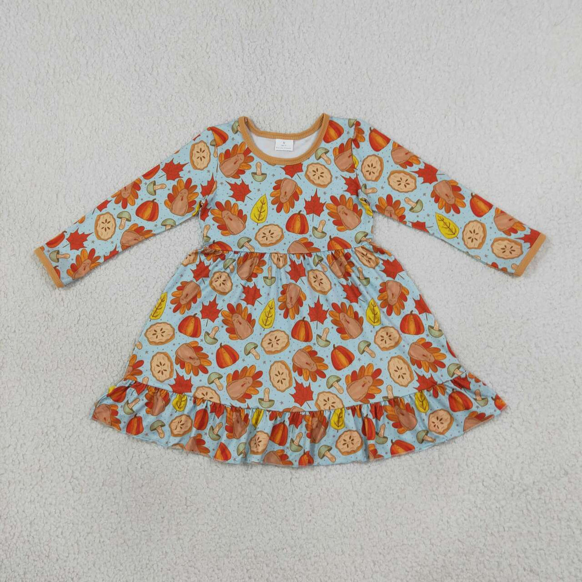 Thanksgiving turkey girls long sleeve fall winter dress