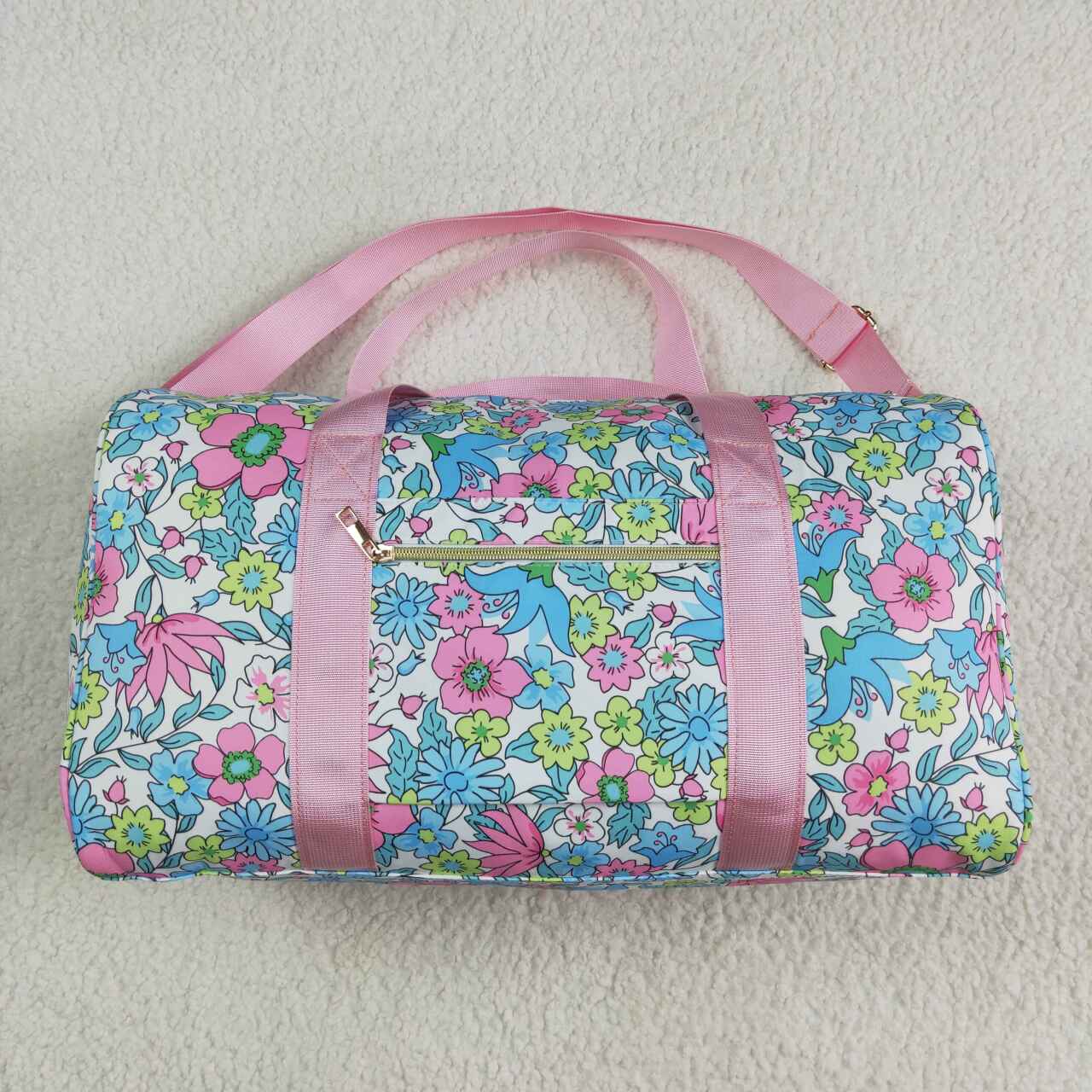Blue flower duffel bag sports bag