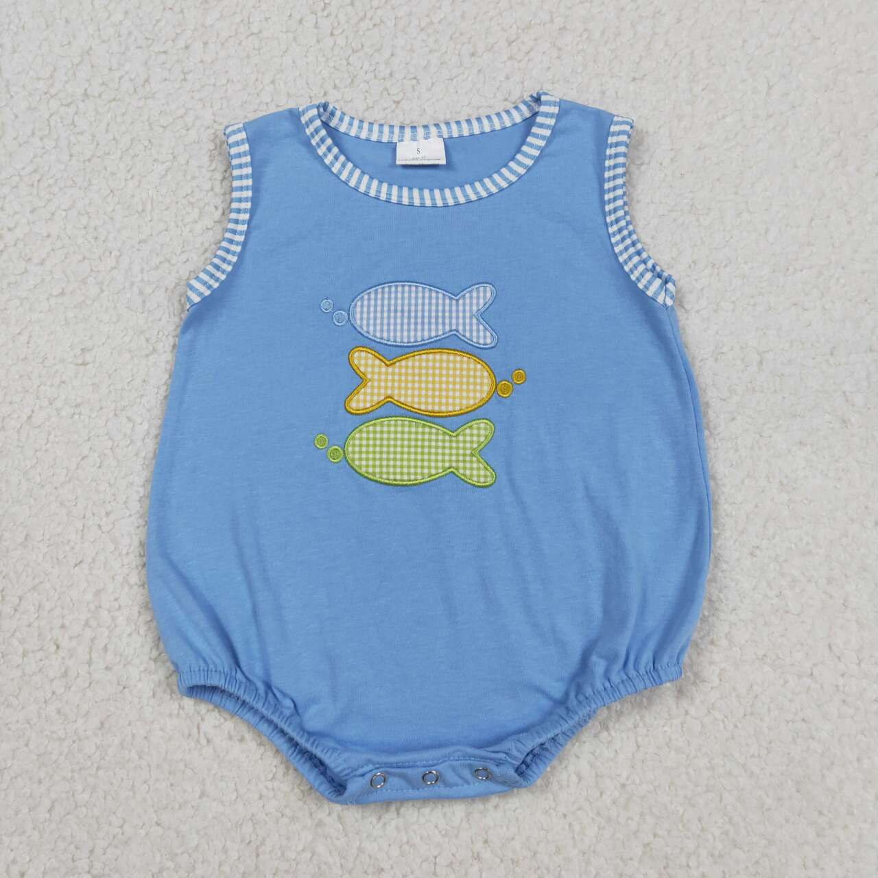 toddle boy embroidery fish design romper