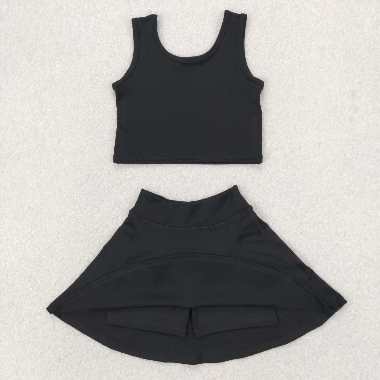 Baby girls black active wear athletic summer yoga skirt outfit