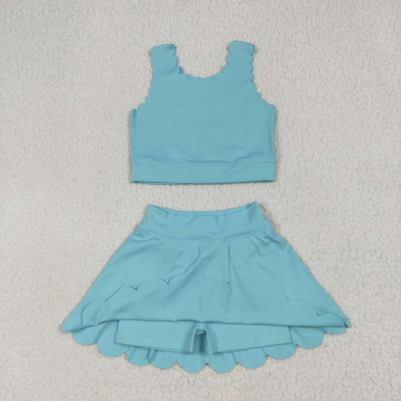 Baby girls blue active wear athletic summer yoga skirt outfit