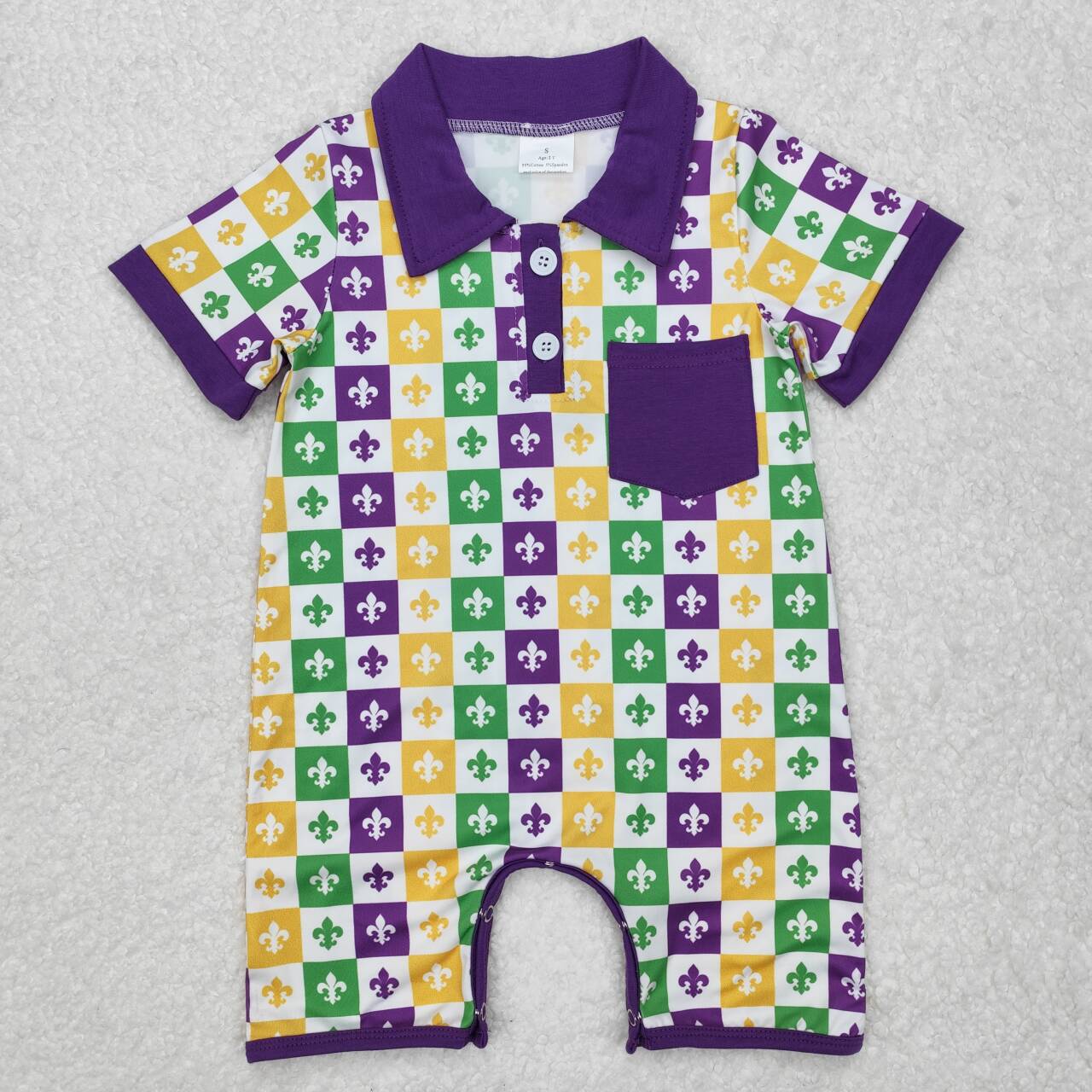 Toddle baby boy Mardi Gras romper