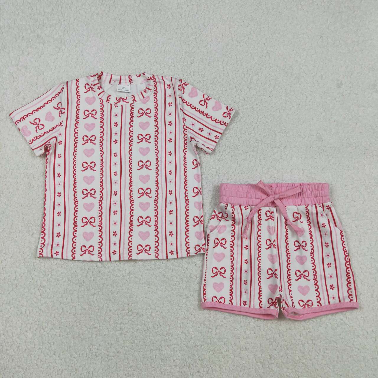Kids girls pink bow summer outfit