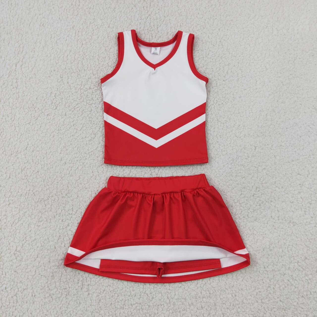 Red top matching skorts girls summer yoga outfit