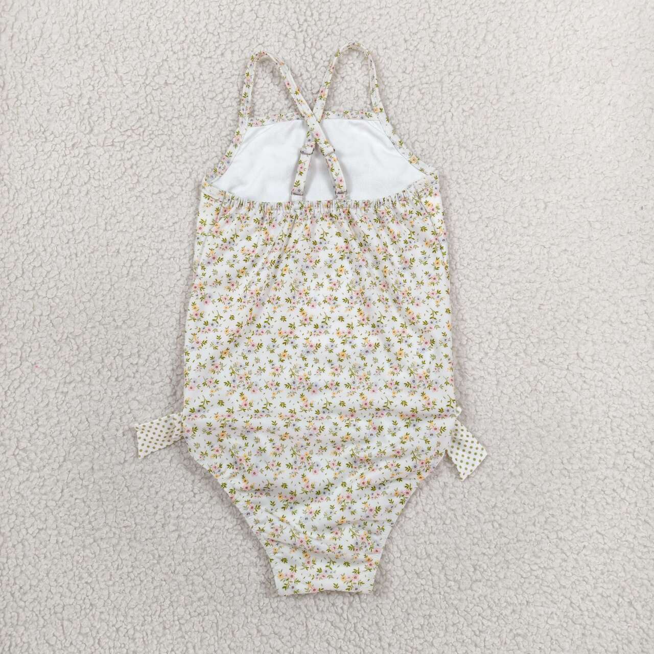 Toddle girls blue yellow flowers print one piece swimsuit