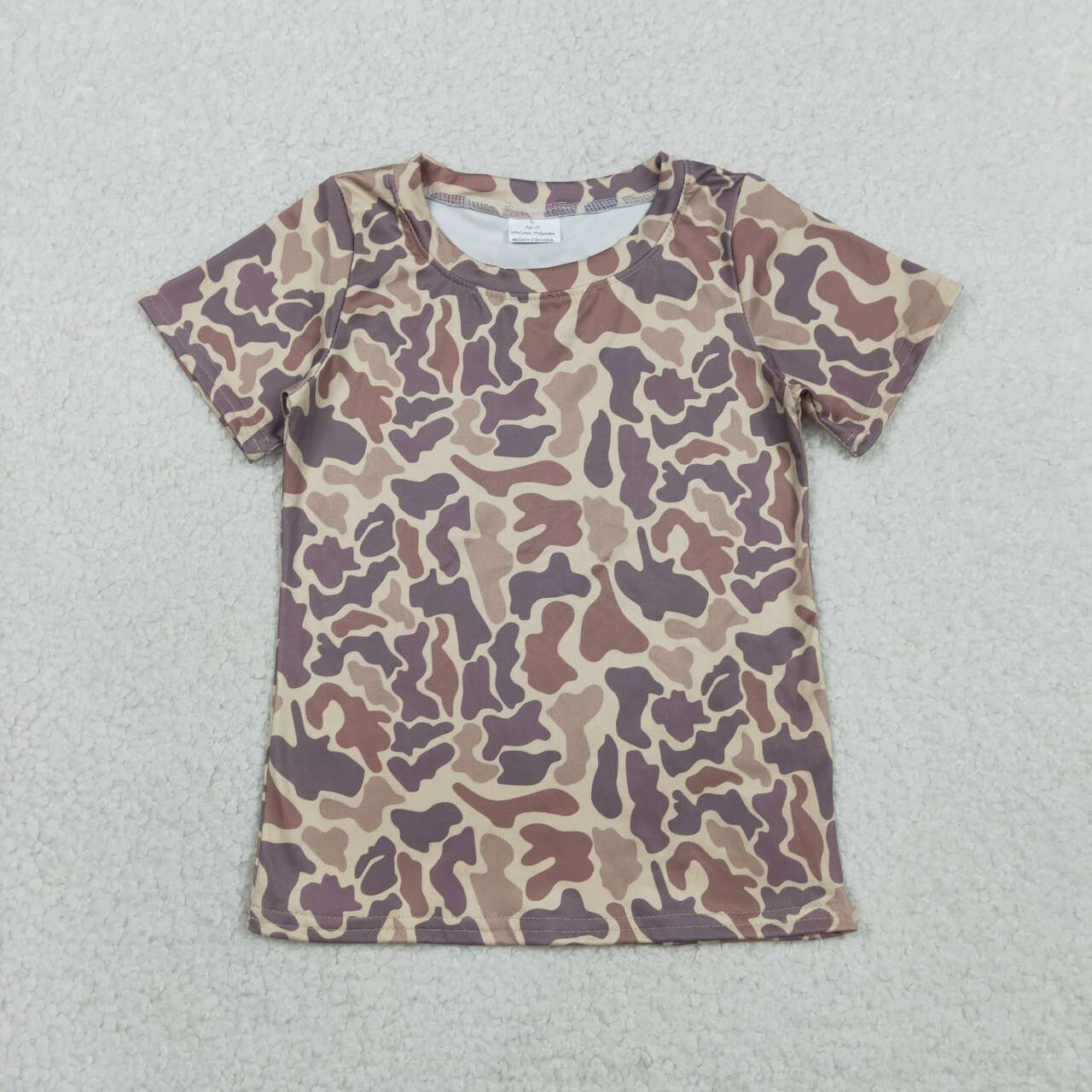 Dark grey camo design kids boy short sleeve top