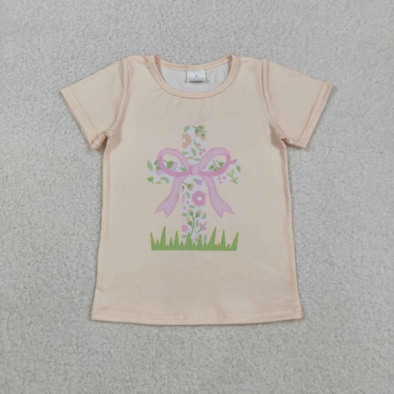 Girls easter cross bow short sleeve top