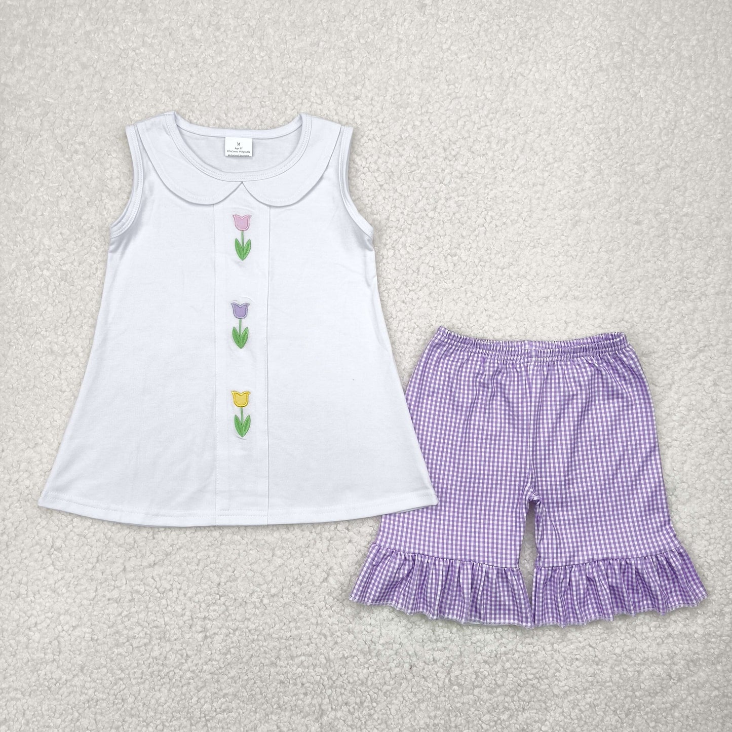 Toddle baby girl embroidery flower design summer outfit