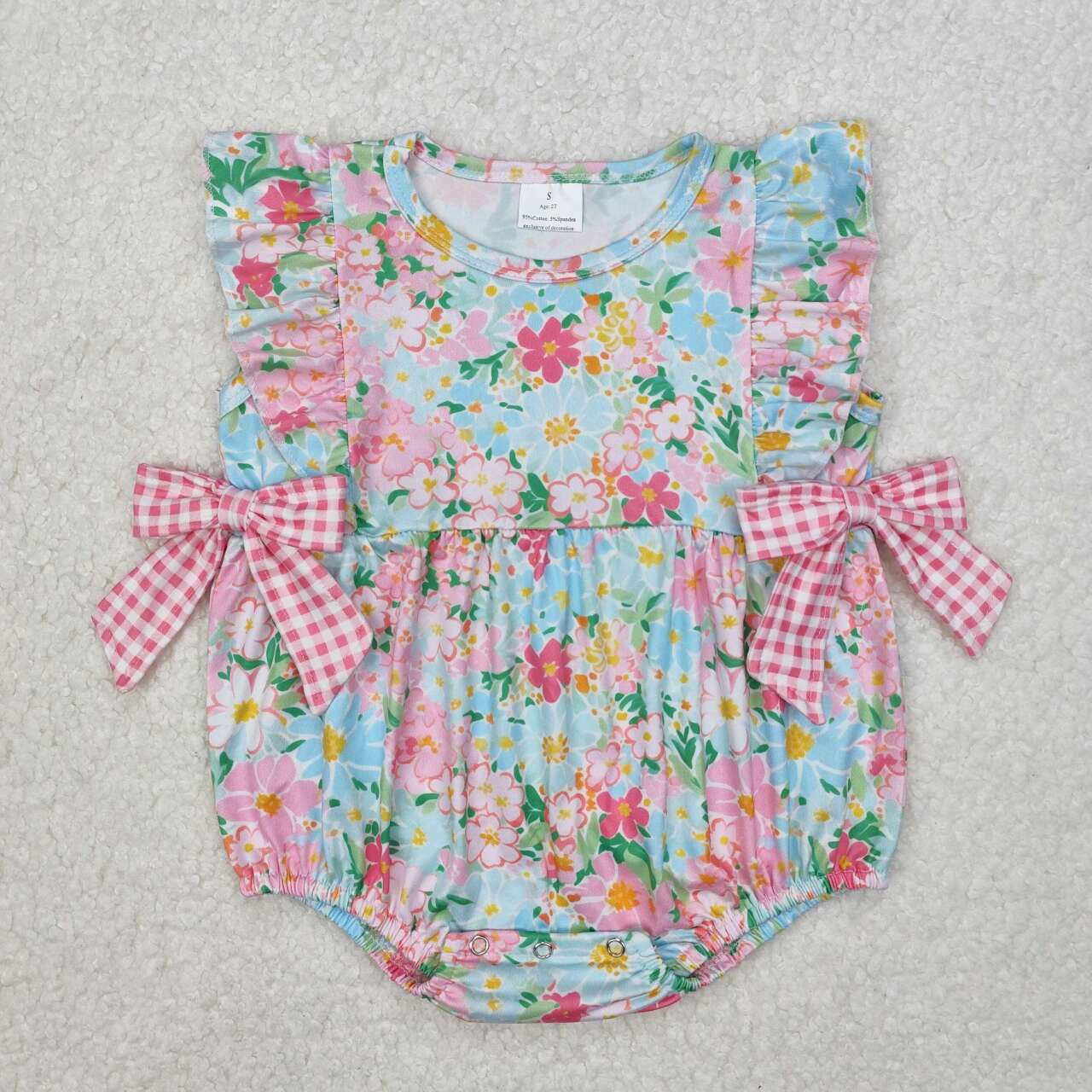 Toddle baby girl pink blue floral romper