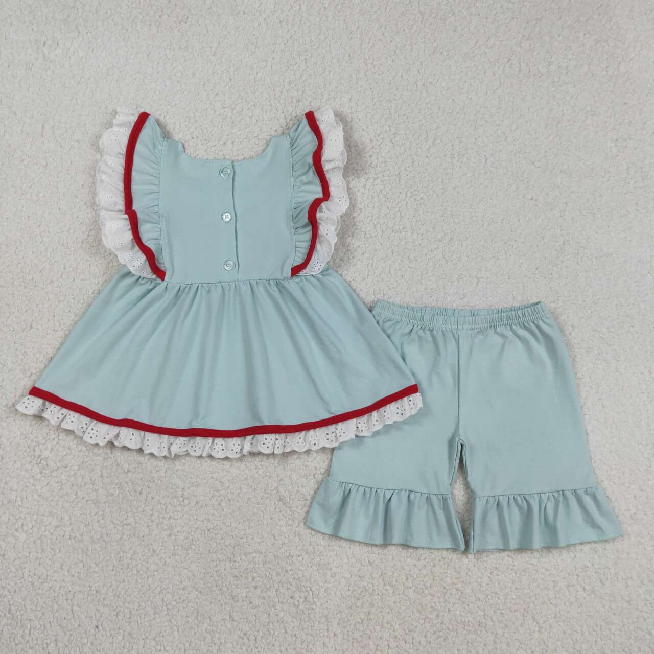 American flag top matching shorts girls July 4th outfit