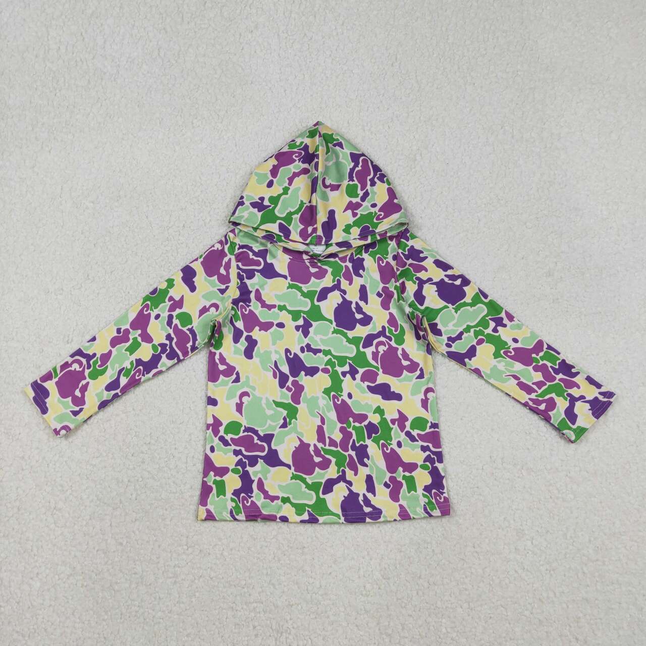 Mardi Gras camo design kids girls long sleeve hoodie top
