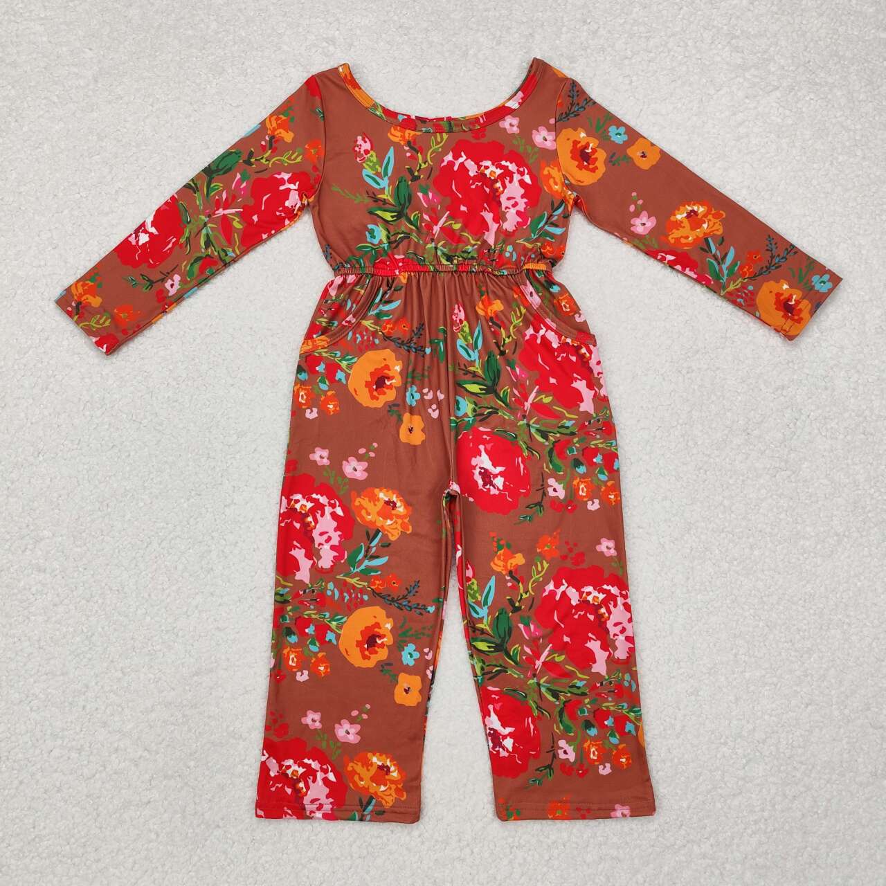 Wholesale kids baby girls wide leg floral jumpsuit