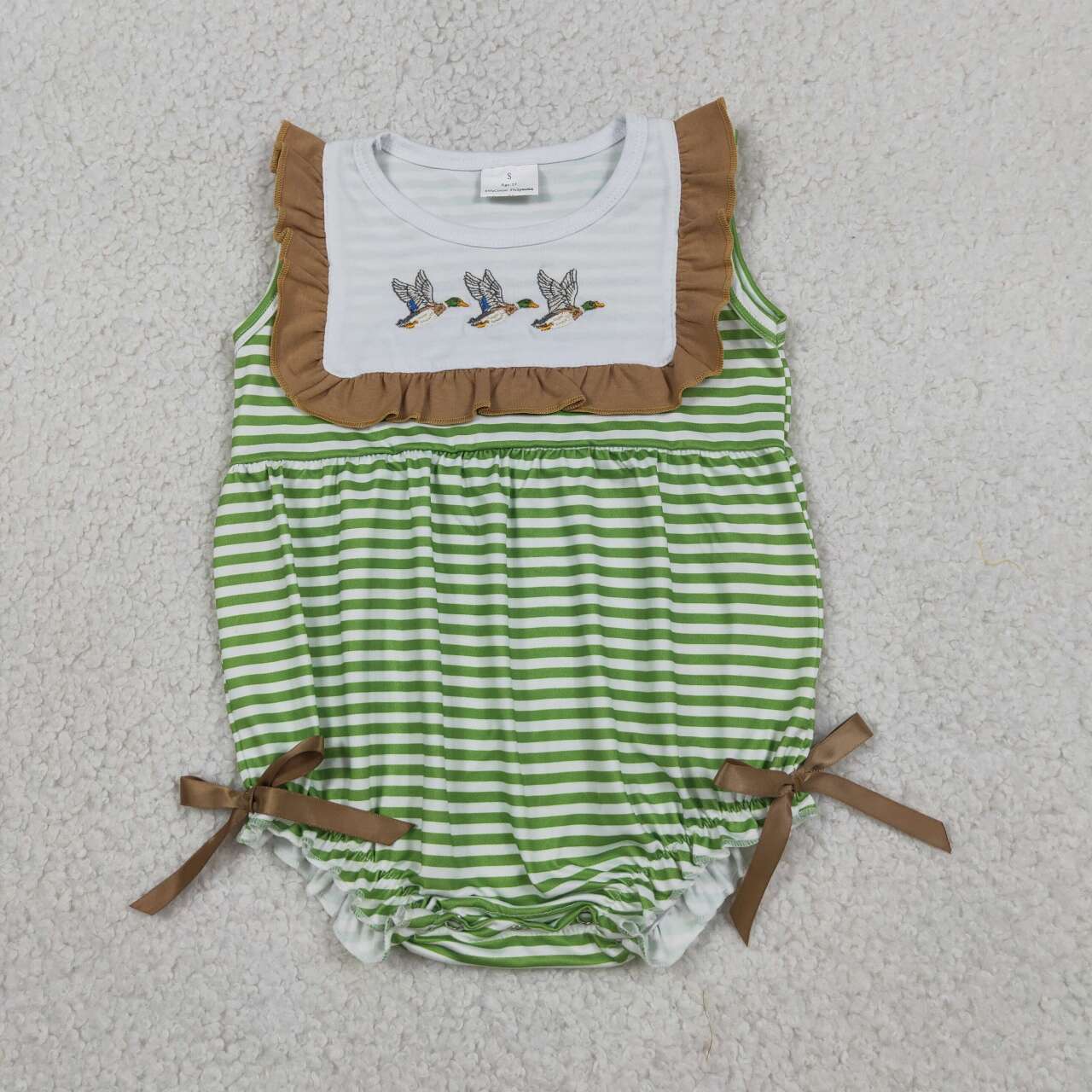 Toddle girl short sleeve embroidery mallard duck romper