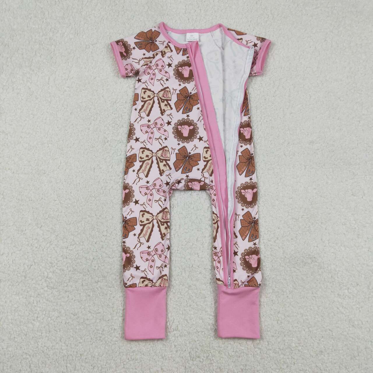 Pink bow design toddle baby romper