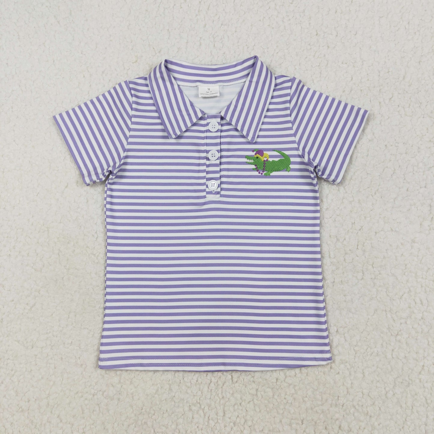 Mardi Gras lavender stripes short sleeve t-shirt top