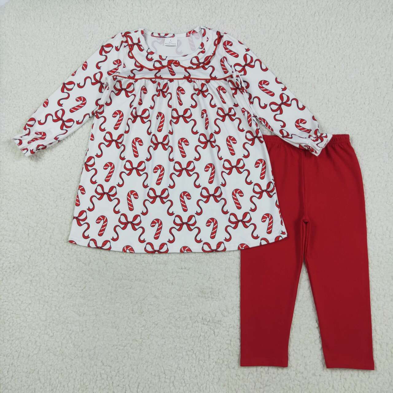 Toddle girls Christmas red bow tunic top matching pants fall winter clothes