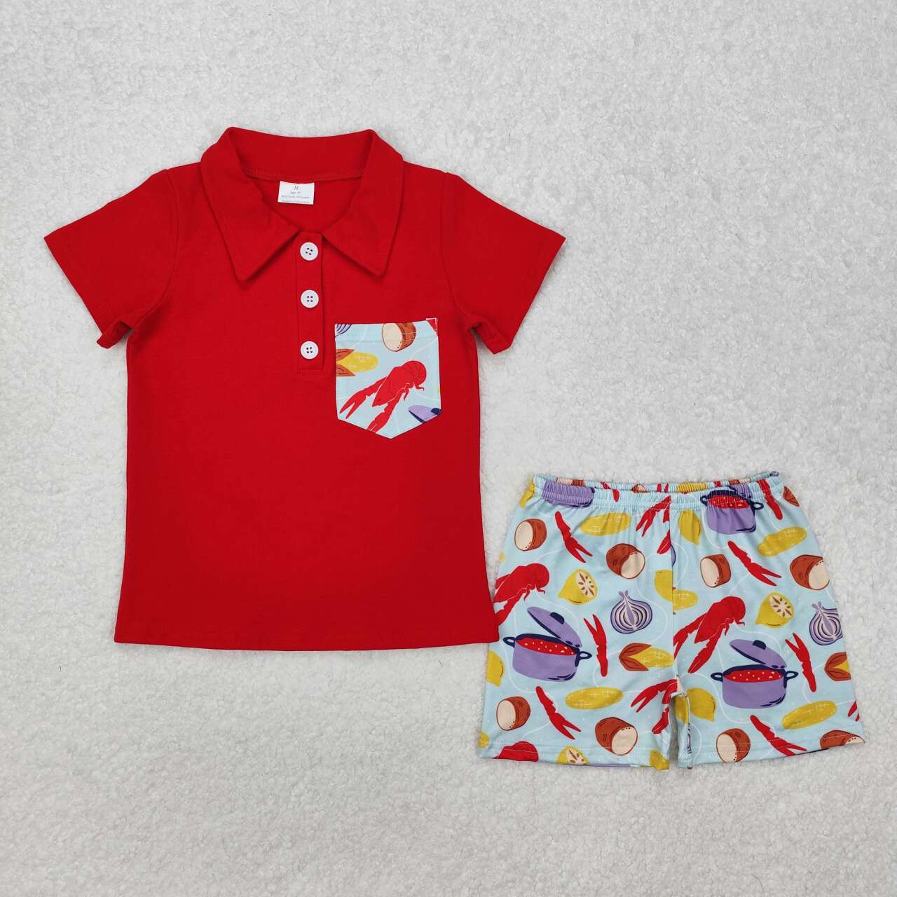 Baby boy short sleeve crawfish outfit