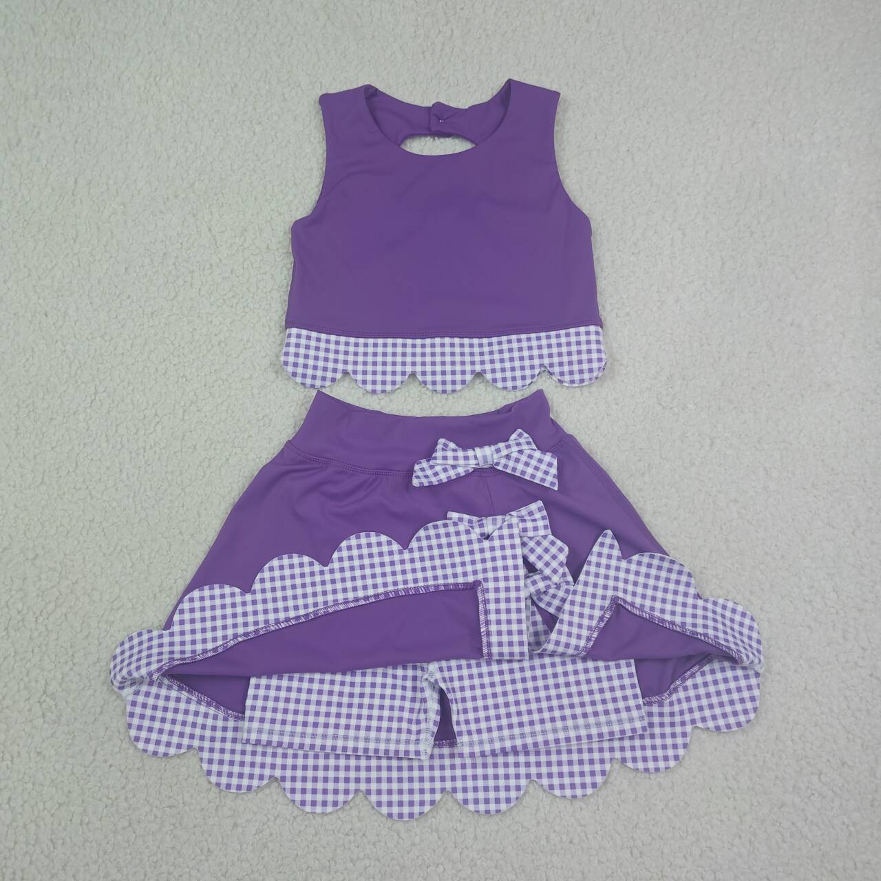 Purple tank top matching skorts girls summer yoga set
