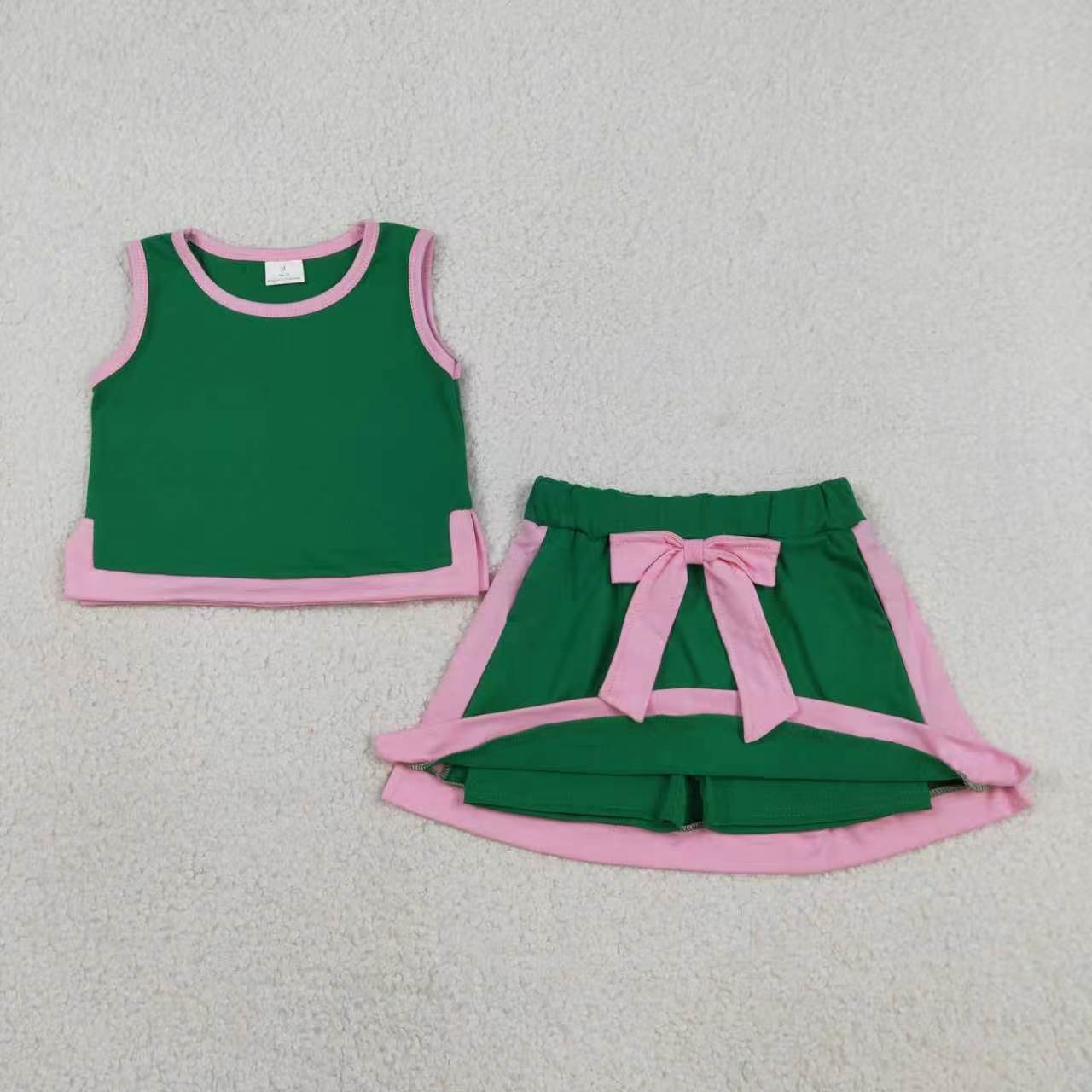 Blue tank top matching shorts girl summer outfit